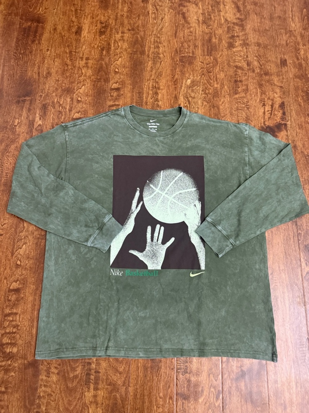 Nike Olive Green Basketball Graphic Long Sleeve Shirt Size L